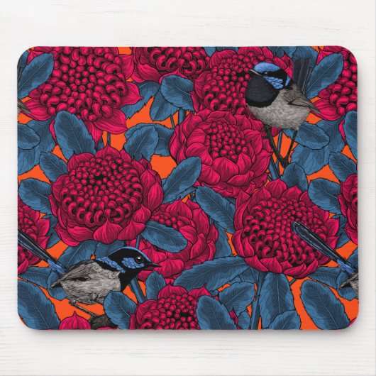 Rote Waratah und Feen Mousepad (Vorne)