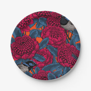 Rote Waratah und Feen Pappteller