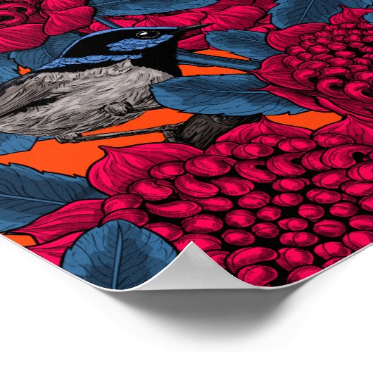 Rote Waratah und Feen Poster (Ecke)