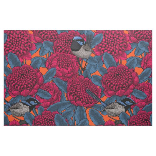 Rote Waratah und Feen Stoff (Fat Quarter (45,7 x 55,9 cm))