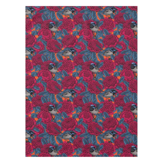 Rote Waratah und Feen Tischdecke (Vorderseite)