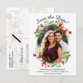 Rote Wasserfarbe Blumenzehen Speichern Sie das Fot Einladungspostkarte