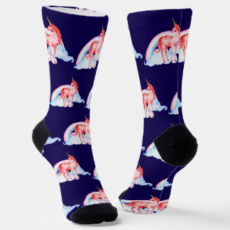 Rote Wasserfarbe Einhorn Premium Crew Socken