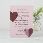 Rote Wasserfarbe Herz Rosa Hochzeit Einladung (Stehend Vorderseite)