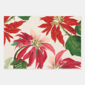 Rote Wasserfarbe Poinsettia Blumengrün Geschenkpapier Set (Vorderseite 2)