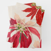 Rote Wasserfarbe Poinsettia Blumengrün Geschenkpapier Set (Beispiel)