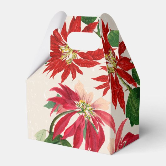 Rote Wasserfarbe Poinsettia Blumengrün Geschenkschachtel (Vorderseite)