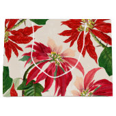 Rote Wasserfarbe Poinsettia Blumengrün Große Geschenktüte (Vorderseite)