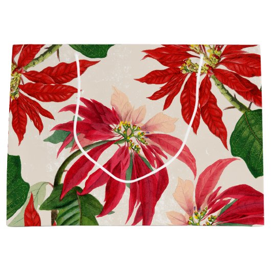 Rote Wasserfarbe Poinsettia Blumengrün Große Geschenktüte (Vorderseite)