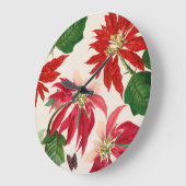 Rote Wasserfarbe Poinsettia Blumengrün Große Wanduhr (Winkel)