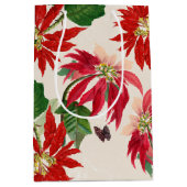 Rote Wasserfarbe Poinsettia Blumengrün Mittlere Geschenktüte (Vorderseite)