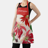 Rote Wasserfarbe Poinsettia Blumengrün Schürze (InSitu)