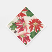Rote Wasserfarbe Poinsettia Blumengrün Serviette (Ecke)