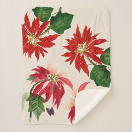 Rote Wasserfarbe Poinsettia Blumengrün Sherpadecke