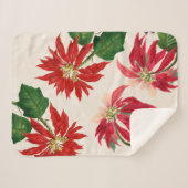 Rote Wasserfarbe Poinsettia Blumengrün Sherpadecke (Vorderseite (Horizontal))