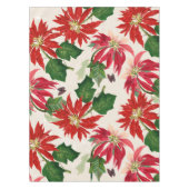 Rote Wasserfarbe Poinsettia Blumengrün Tischdecke (Vorderseite)
