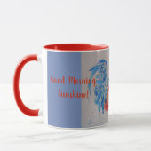 Rote Wasserfarbe Rooster Gute Morgensonne Tasse (Links)
