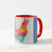 Rote Wasserfarbe Rooster Gute Morgensonne Tasse (VorderseiteRechts)