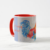 Rote Wasserfarbe Rooster Gute Morgensonne Tasse (Vorderseite Links)