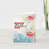 Rote Wasserfarbe und Schwarze Tinte Florals Mutter Karte (Vorderseite)