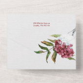 Rote Wasserfarbe Winterbrände im Schnee Foto All In One Einladung (Rückseite)