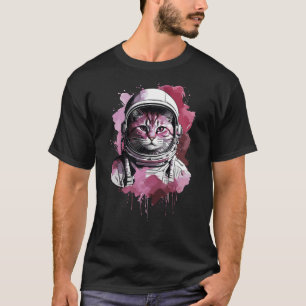 Rote Wasserfarben-Astronautenkatze T-Shirt
