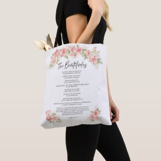 Röte-Wasserfarben-Blumen-Seligpreisungen-Schrift Tasche