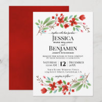 Rote Wasserfarben Blüten Elegantes Boho Chic Hochz