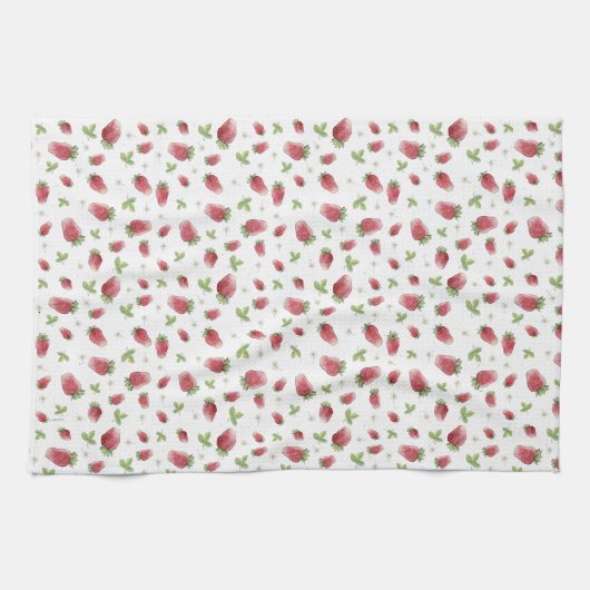 Rote Wasserfarben Erdbeeren Geschirrtuch (Horizontal)