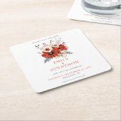 Rote Wasserfarben Florals Hochzeit speichern das D Rechteckiger Pappuntersetzer (angewinkelt)