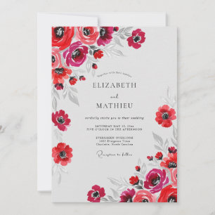 Rote Wasserfarben-Hochzeit mit Esprit Einladung
