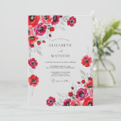 Rote Wasserfarben-Hochzeit mit Esprit Einladung (Stehend Vorderseite)