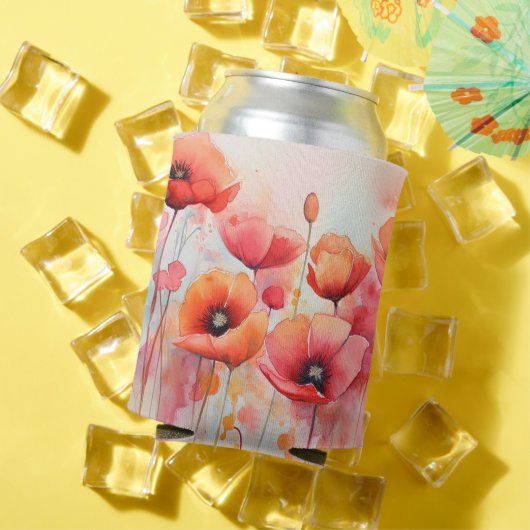 Rote Wasserfarben in einem Feld Dosenkühler (In Situ Sommer)