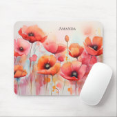 Rote Wasserfarben in einem Feld Mousepad (Mit Mouse)