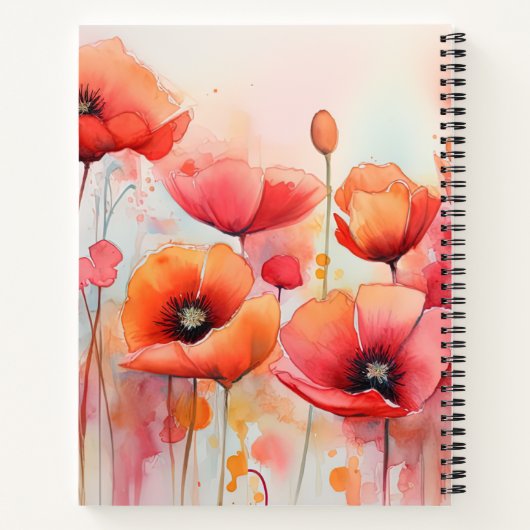 Rote Wasserfarben in einem Feld Notizblock (Rückseite)