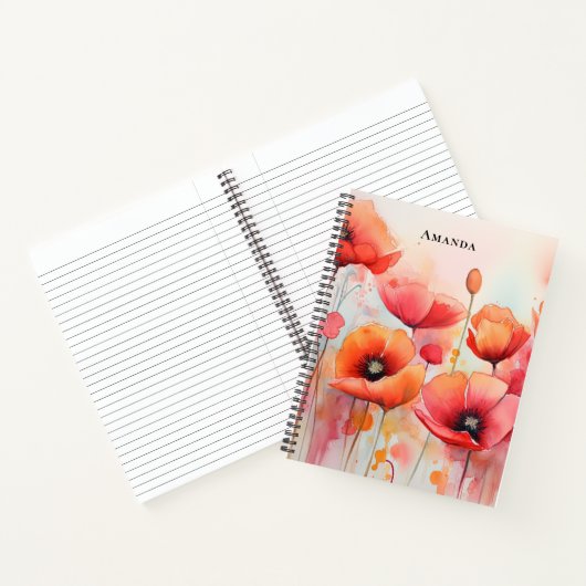 Rote Wasserfarben in einem Feld Notizblock (Innenseite)