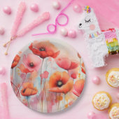 Rote Wasserfarben in einem Feld Pappteller (Party)