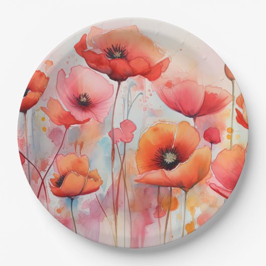 Rote Wasserfarben in einem Feld Pappteller (Vorderseite)