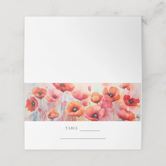 Rote Wasserfarben in einem Feld Platzkarte (Außenseite Aufgefaltet)