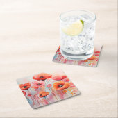 Rote Wasserfarben in einem Feld Rechteckiger Pappuntersetzer (Vor Ort)