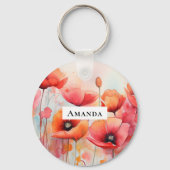 Rote Wasserfarben in einem Feld Schlüsselanhänger (Vorderseite)