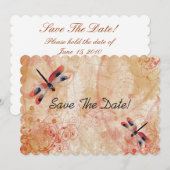 Rote Wasserfarben-Libellen Save The Date (Vorne/Hinten)