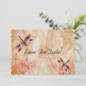 Rote Wasserfarben-Libellen Save The Date (Stehend Vorderseite)