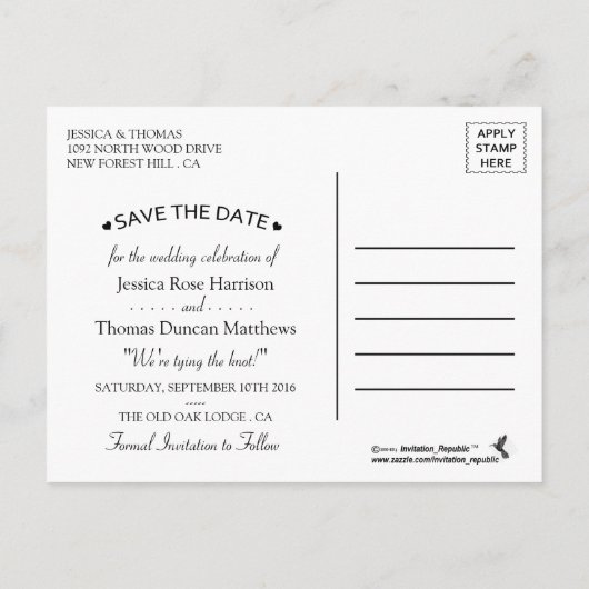 Rote Wasserfarben-Poppies Hochzeitskollektion Ankündigungspostkarte (Rückseite)