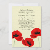 Rote Wasserfarben-Poppies Hochzeitskollektion Einladung (Vorderseite)