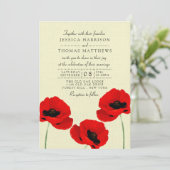 Rote Wasserfarben-Poppies Hochzeitskollektion Einladung (Stehend Vorderseite)