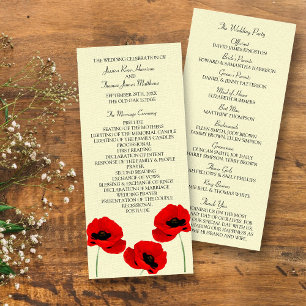 Rote Wasserfarben-Poppies-Hochzeitsprogramm Werbekarte
