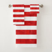 Rote Wasserfarben Streifen Badhandtuch Set (Insitu)