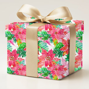 Rote Wasserfarben-Weihnachtsstern-Weihnachtsfloris Geschenkpapier