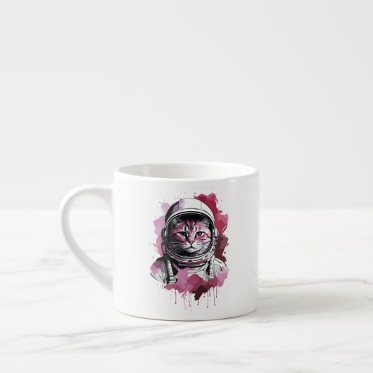 Rote Wasserfarbenkatze Espressotasse (Links)